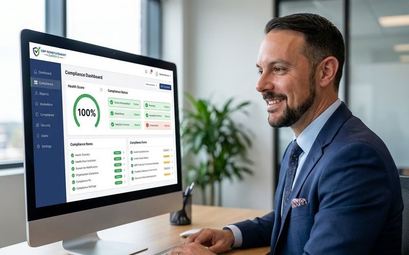 Compliance dashboard with healthy profile status